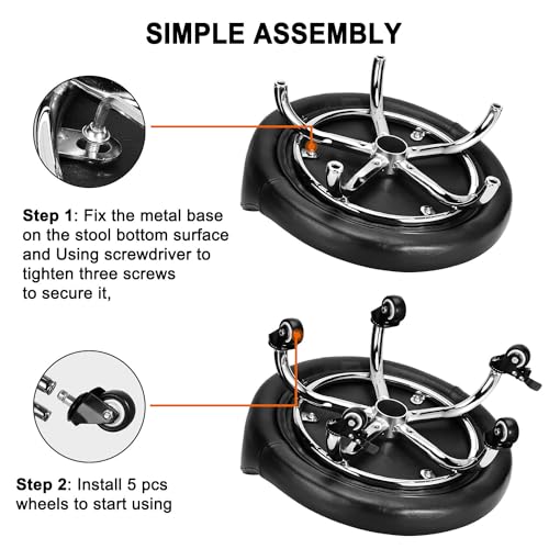 Rolling Stool with Backrest Low Height Rolling Stool with PU Leather