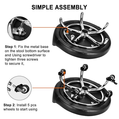 Rolling Stool with Backrest Low Height Rolling Stool with PU Leather