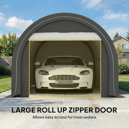 10' x 16' Carport Heavy Duty Portable Garage Storage Tent Gray