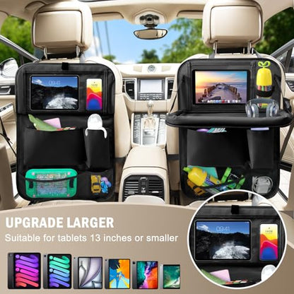 2Pack Car Backseat Organizer with Foldable Table Tray (2 Count)