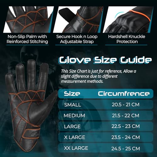 Motorcycle Gloves Men's Leather Motorbike Gloves Touchscreen Function