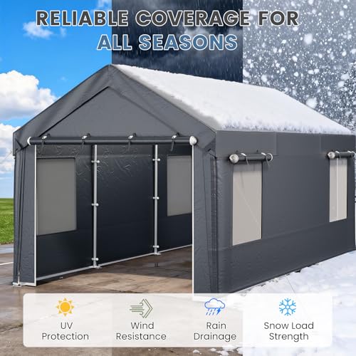 Carport 10' x 20' Heavy Duty Carport with Roll