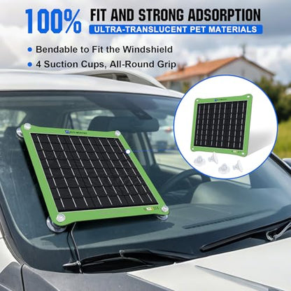 Upgrade 7.5W Solar Car Battery Charger Maintainer 12V Waterproof Solar Panel Portable Solar Trickle Charger for Car Truck Boat Lawn Mower RV Trailer Tractor Utility Vehicle Battery