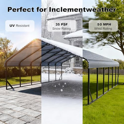 20x30 FT Heavy Duty Extra Large Metal Carport with Vertical Roof Design