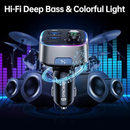 Bluetooth 5.4 FM Transmitter Car Adapter 48W
