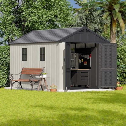 8x12 FT Resin Outdoor Storage Shed with Floor