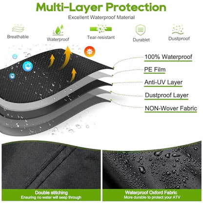 ATV Cover Waterproof Heavy Duty XXXL 102 Inches 300D Oxford Cloth Quad ATC 4 Wheeler Rain Cover All Weather for Polaris Sportsman Yamaha Honda Kawasaki Quad Bike