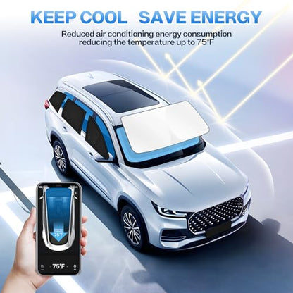 Windshield Sun Shade for Chevrolet Blazer EV 2024 2025 2026 Car Window Shades Thicken UV Block and Blackout Privacy Foldable Sunshades 8PCS Accessories Keep Cool Sun Visor Covers (8 Count)
