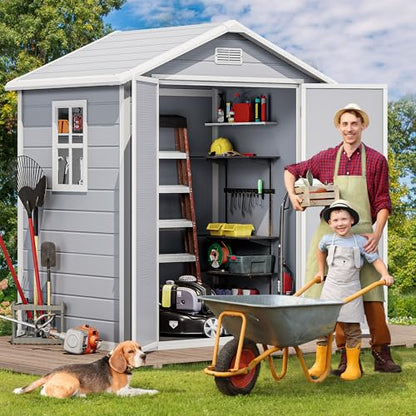 6x4.4 FT Resin Storage Shed with Reinforced Floor & Window