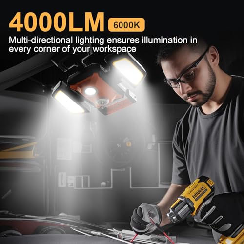 4000LM LED Work Light Rechargeable with Clamp