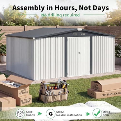 12' x 14' Waterproof Metal Outdoor Storage Shed