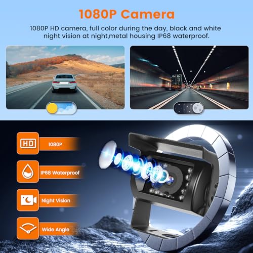 Wireless 1080P Car Rear View Camera Kit 7 Inch Monitor Screen 12