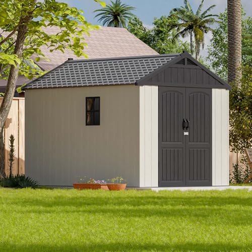 8x10 FT Resin Outdoor Storage Shed with Floor