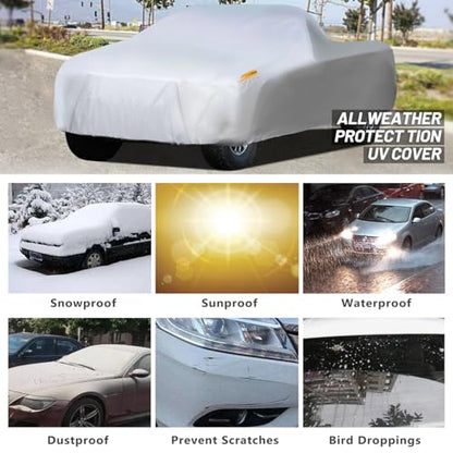 Waterproof Car Cover All Weather Snowproof UV Protection Windproof Outdoor Full Truck Cover