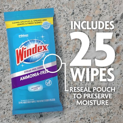 Wipes Glass Cleaning Ammonia Free (25 Count)