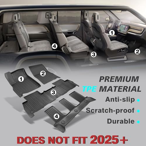 All Weather Floor Mats Compatible with Rivian R1S 2025 2026 Anti