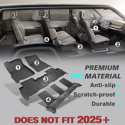All Weather Floor Mats Compatible with Rivian R1S 2025 2026 Anti