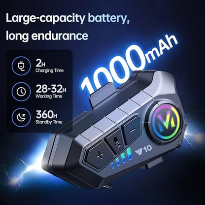 Motorcycle Bluetooth Headset Speaker Skiing Earphone Waterproof Bluetooth Helmet Headset with Noise Cancellation Ultra