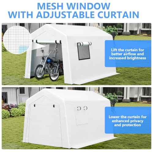 8x10 FT Enclosed Carport with Roll