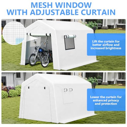 8x10 FT Enclosed Carport with Roll