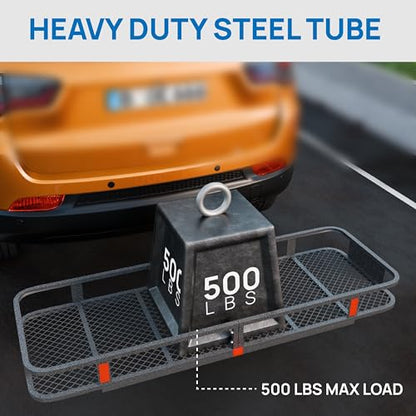 60''X 20''X6'' Folding Hitch Mount Cargo Carrier Basket with Stablizer