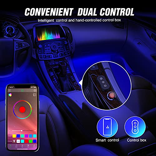 Car Interior Lights with APP Control 16 Million RGB Colors Strip Lights with Music Sync Mode and Multiple Scene Options for Cars Trucks SUVs