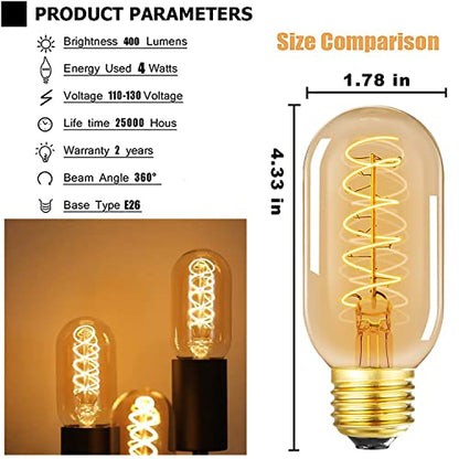 Vintage LED Spiral Filament Bulb T14 (4 Count)