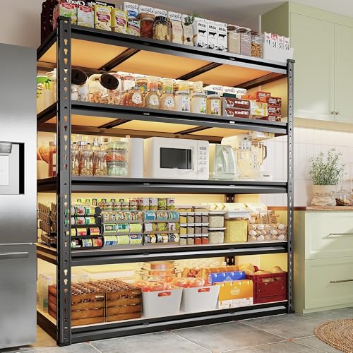 48" W Garage Shelving 3000LBS Storage Shelves 5 Tier Industrial Shelving Adjustable Metal Storage Shelves for Garage (2 Count)