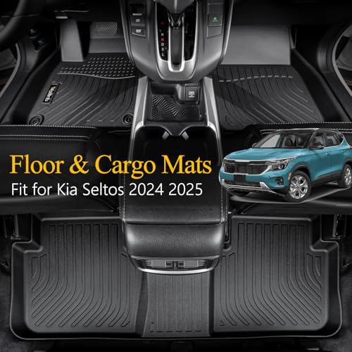 Floor Mats & Cargo Mats Set Fit Kia Seltos 2024 2025 All Weather Floor Liners for Kia Seltos 2024 Cargo Trunk Liner Accessories for S丨LX丨EX丨SX丨X