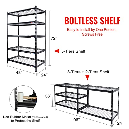 5 Tier Adjustable Metal Shelving