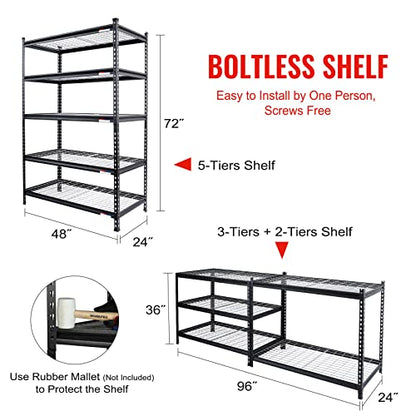 5 Tier Adjustable Metal Shelving