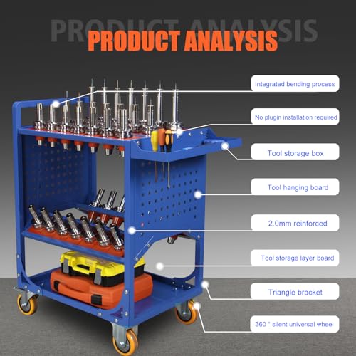 Blue Classic 50 Taper CNC Tool Holder Transfer Cart