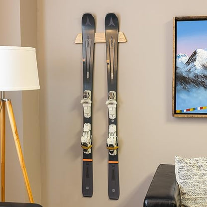 Horizontal Wood Ski Rack Wall Mount