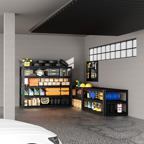 5 Tier 60”W x 20”D x 78”H Shelving Units for Garage 3300LBS Heavy Duty Garage Shelving Metal Storage Shelves Adjustable Industrial Shelving Unit 60 Inch Shelf（Black）