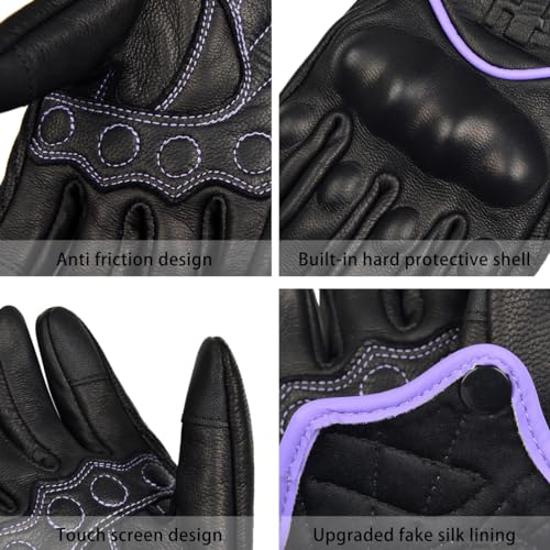 Harssidanza Woman Touch Motorcycle Racing Gloves GL016US Light Purple S