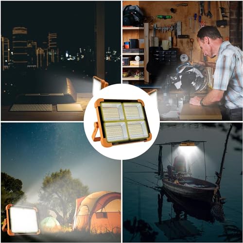 Portable LED Work Solar Light 100W 16500mAh 10000 LM with Stepless Brightness Job Site Battery Rechargeable LED Floor Light for Emergency Worklight for Hurricane