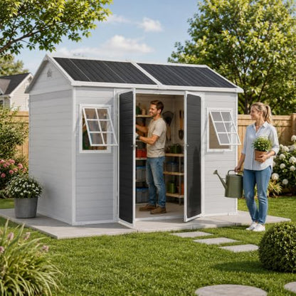 8x6 FT Resin Storage Shed with Floor Windows and Vents