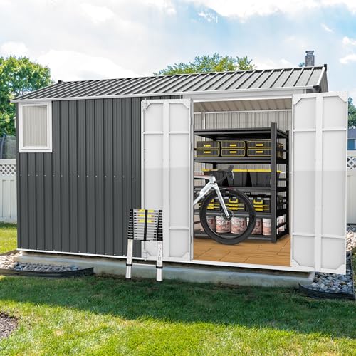 8x12 Ft Outdoor Storage Shed with Floor Frame and Window