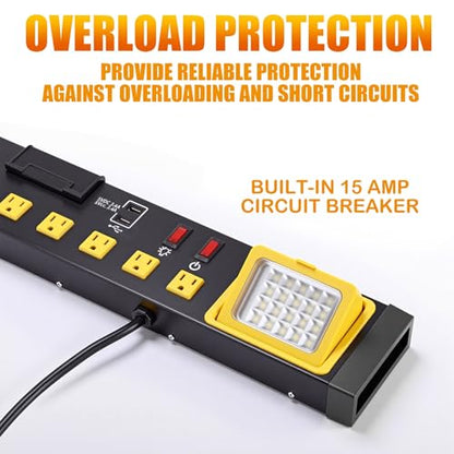 6 Outlets Power Strip with LED Worklight (6 Count)