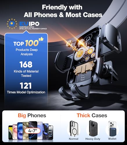 Ultra Durable Phone Holders for Your Car【96+LBS Strongest Suction】 Car Phone Holder Mount