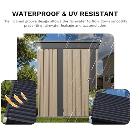 Metal Outdoor Storage Shed 5 x 3 FT Metal Shed with Lockable Door