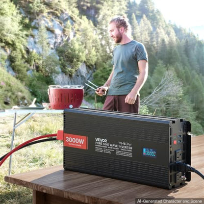 Pure Sine Wave Inverter 3000 Watts 12V DC to 120V AC Power Inverter