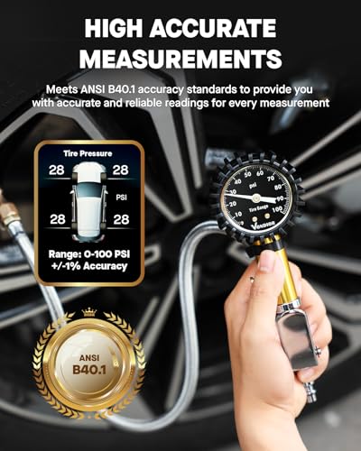 Tire Inflator with Pressure Gauge