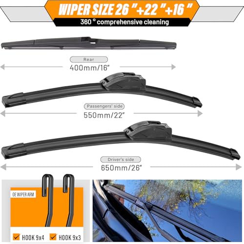 Windshield Wiper Blade Replacement for Lexus RX350 RX450h 2010