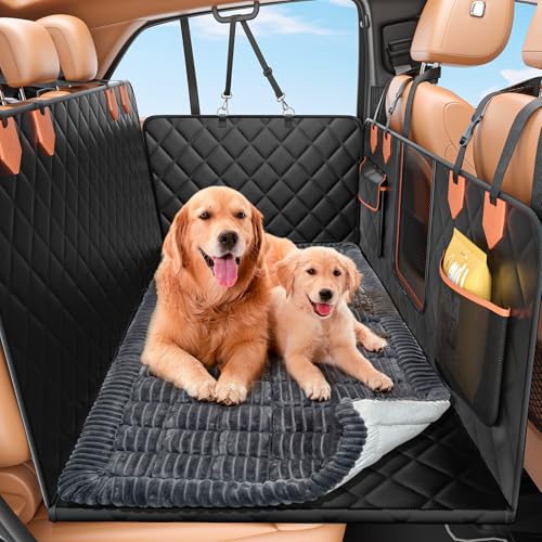 Hard Bottom Car Seat Cover for Dog swith Removable Soft Blankets