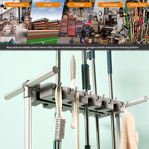 Broom mop Holder Cleaning Supplies Organizer Janitor carts on Wheels Housekeeping Station Storage Tools for Garage