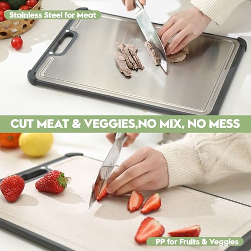 Premium 316 Stainless Steel Cutting Board for Kitchen Extra Large 16.9" x 11.8" Best Non