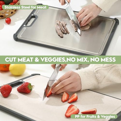 Premium 316 Stainless Steel Cutting Board for Kitchen Extra Large 16.9" x 11.8" Best Non