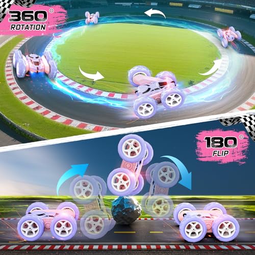 Pink Purple RC Stunt Car for Kids