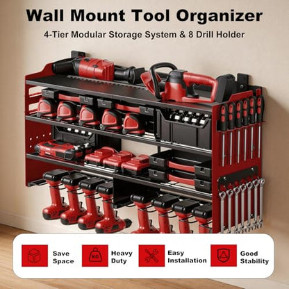 Large Power Tool Organizer Wall Mount Red